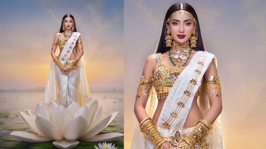 জামদানি শাড়ি-শাপলা ফুলে ‘দ্য কুইন অব বেঙ্গল’ মিথিলা